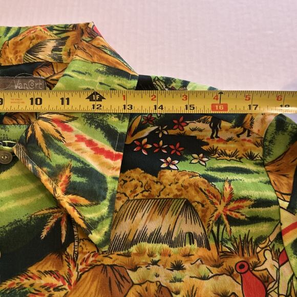 Vintage 1970s Van Cort Men Sz Large Shirt Islander Hawaiian Print Pointed Collar - Picture 12 of 16
